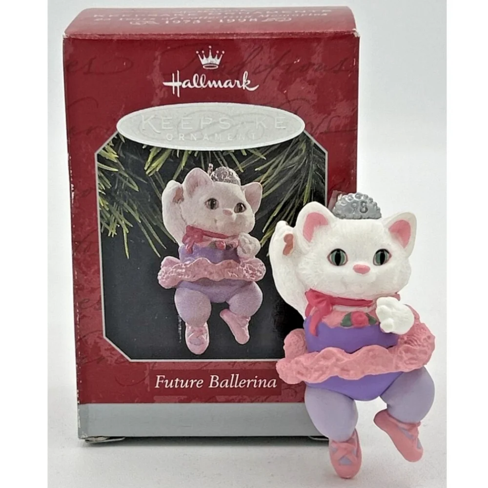 Vintage 1998 Hallmark Keepsake Kitty Cat Ornament Future Ballerina